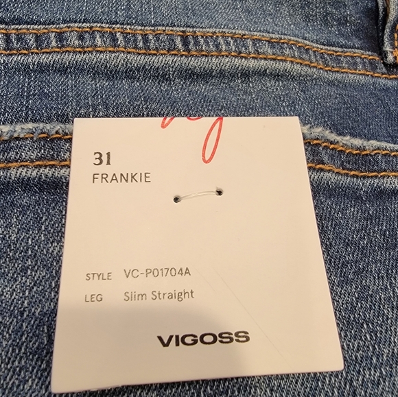 Vigoss FRANKIE SLIM STRAIGHT Crop Jean- DARK WASH Distressed Jean Size 31 New! - Picture 17 of 17